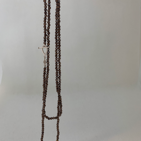 Long Leaf lock double stones Necklace