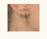 Hoop Star & crescent drop earring