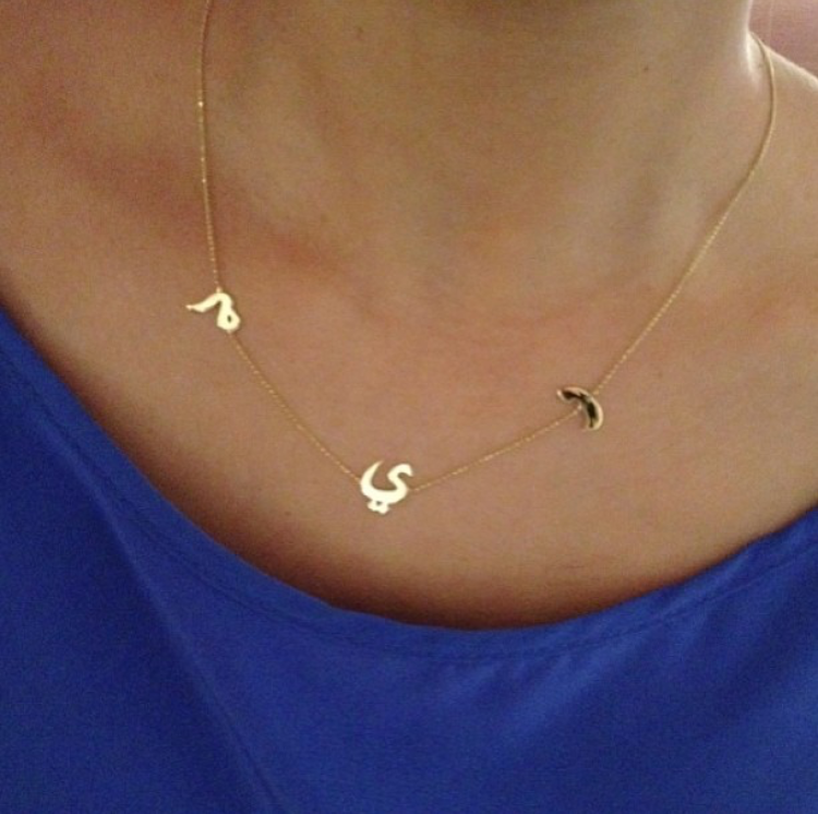 Three Letters or two with a shape Necklace