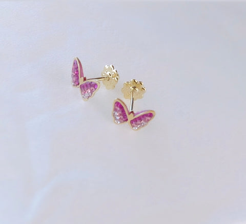 Pink butterfly earrings